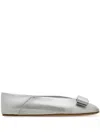 Ferragamo Vara Bow Ballet Flats In Silver