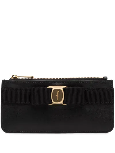 Ferragamo Vara Bow Black Calf Leather Card Holder