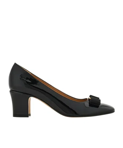 Ferragamo Vara Bow Block Heel Pump In Black