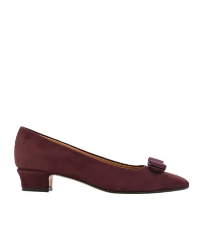 Ferragamo Vara Bow Block Heel Pump In Purple