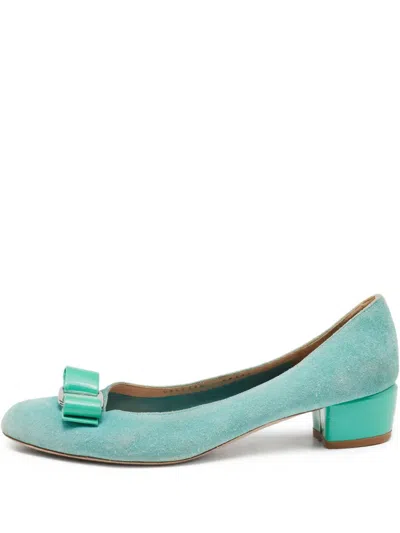 Pre-owned Ferragamo Vara-bow Block-heel Pumps