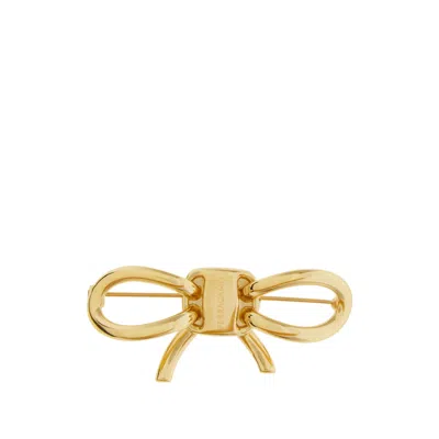 Ferragamo Vara Bow Broach In Gold