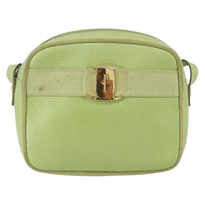 Pre-owned Ferragamo Vara Bow Camera Shoulder Bag Leather Leather Shoulder Bag Bag () In Green