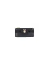 Ferragamo Leather Coin Purse Featuring Bow Detail In Black