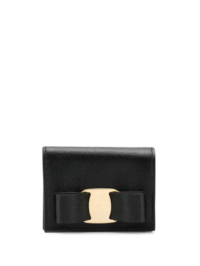 Ferragamo Vara Bow Cardholder Wallet In Black