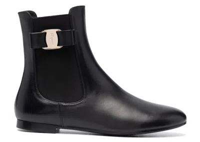Pre-owned Ferragamo Vara Bow Chelsea Boots (women's) Sneakers In Black