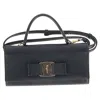 Ferragamo Vara Bow Clutch Bag In Black Leather In Black
