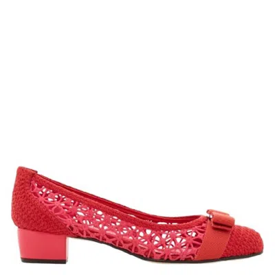 Ferragamo Vara Bow Crochet Pumps In Black