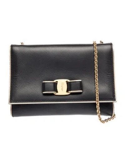Pre-owned Ferragamo Vara Bow Crossbody Bag Small In Black