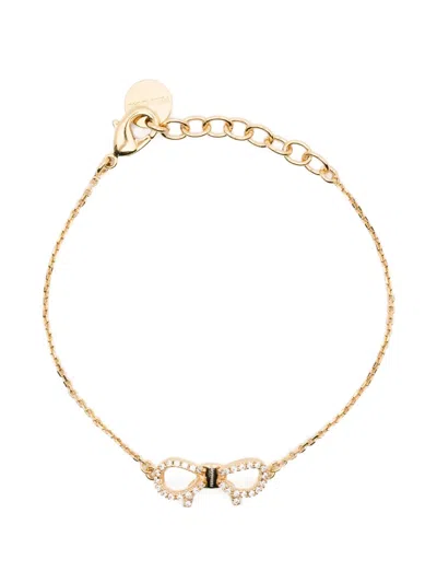 Ferragamo Vara Bow Crystal-embellished Bracelet In Gold