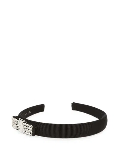 Ferragamo Vara Bow Crystal-embellished Headband In Black