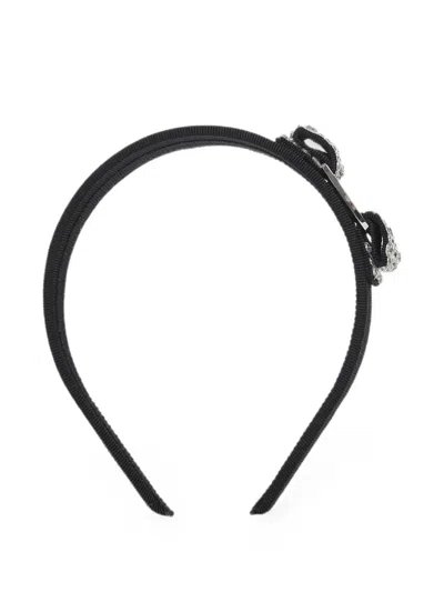 Ferragamo Vara Bow Crystal-embellished Headband In Black
