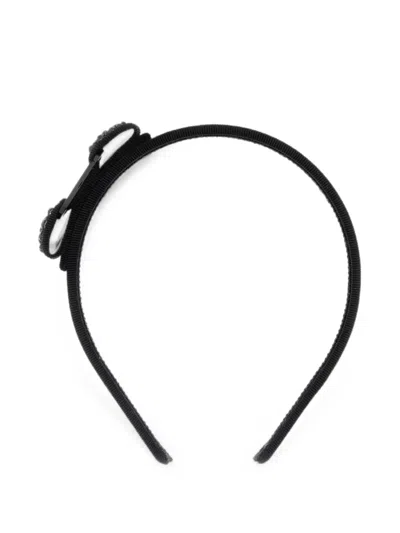 Ferragamo Vara Bow Crystal-embellished Headband In Black