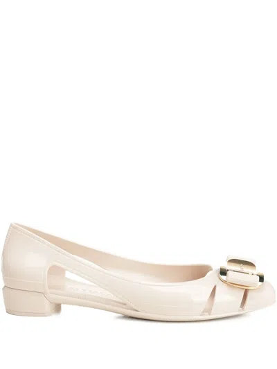 Ferragamo Vara-bow Cut-out Pumps In White