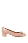 Ferragamo Pink Leather Vara Bow Pumps For Women In Pink