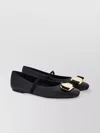 Ferragamo Vara Bow Detail Lambskin Ballet Flats