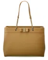 FERRAGAMO FERRAGAMO VARA BOW DOUBLE HANDLE LEATHER TOTE