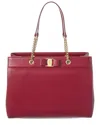 Ferragamo Vara Bow Double Handle Leather Tote In Red
