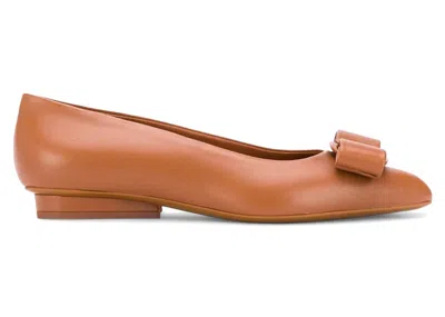 Pre-owned Ferragamo Vara Bow Flat Pumps (women's) Sneakers In Brown
