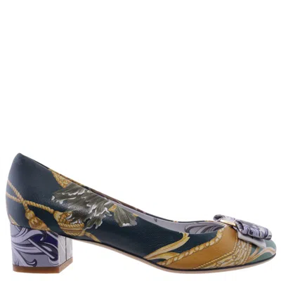 Ferragamo Vara Bow Floral Pumps In Multi
