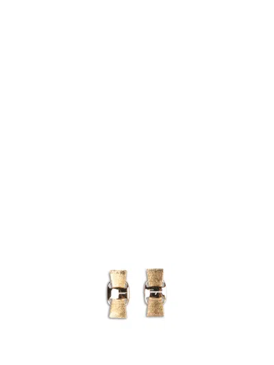 Ferragamo Vara Bow Gold Earrings In Metallic