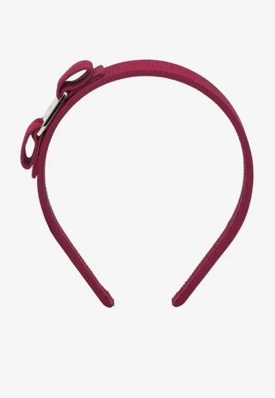 Ferragamo Vara Bow Grosgrain Headband In Purple