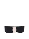 Ferragamo Hairclip With Ribbed Texture And Vara Bow In Negro