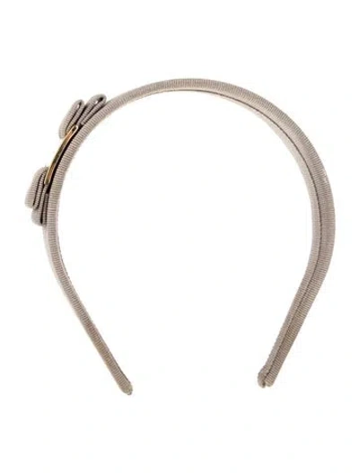 Pre-owned Ferragamo Vara Bow Headband In Gray
