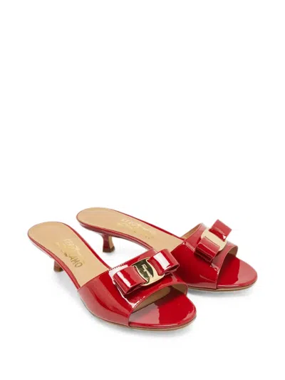 Pre-owned Ferragamo Vara Bow Heeled Sandals In Red