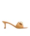 Ferragamo Glo 55 Vara Bow Slides In Patent Leather In Light Brown