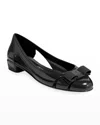 Ferragamo Vara Bow Jelly Cut-out Ballerina Pumps In Nero Pvc