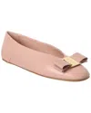 Ferragamo Varina Leather Ballerina Shoes In Pink