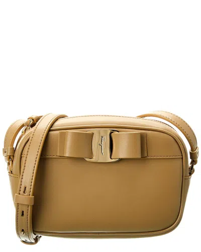 Ferragamo Vara Bow Leather Camera Bag In Brown