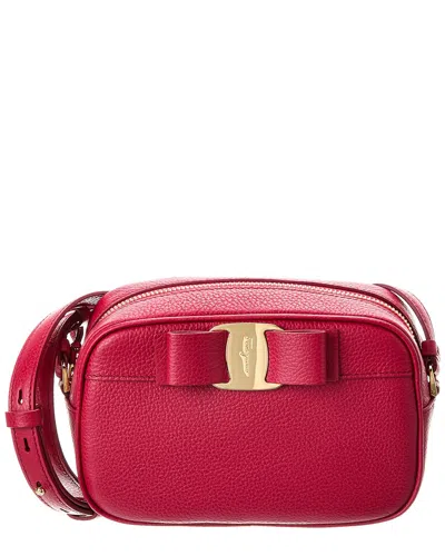 Ferragamo Vara Bow Leather Camera Bag In Red