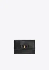 Ferragamo Black Leather Card Holder In Black