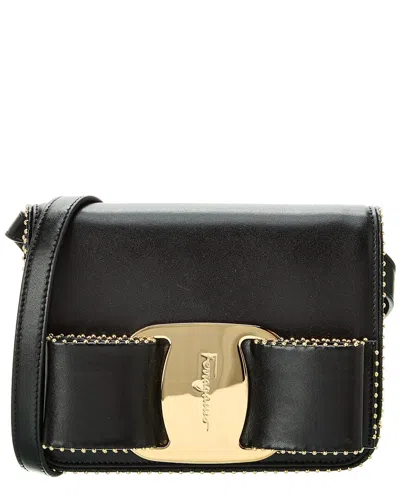 Ferragamo Vara Bow Leather Crossbody In Black