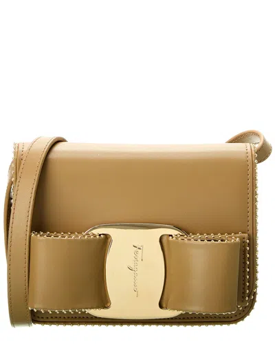 Ferragamo Vara Bow Leather Crossbody In Brown