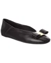 Ferragamo Vara Bow Leather Ballet Flat In Black