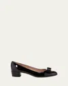 Ferragamo Vara Bow Leather Low Pumps In Black