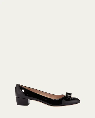 FERRAGAMO VARA BOW LEATHER LOW PUMPS
