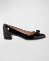 Ferragamo Vara Bow-embellished Patent-leather Pumps In Black