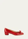 Ferragamo 30mm Vara Bow-detail Leather Pumps In Red