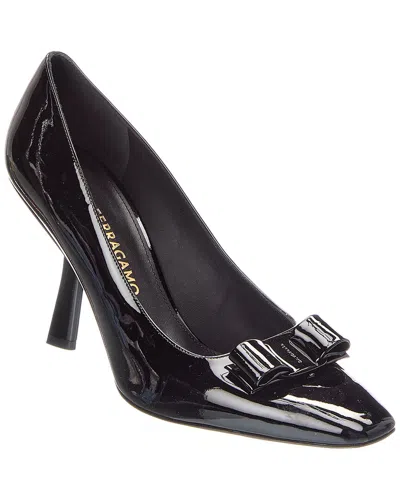 Ferragamo Vara Bow Leather Pump In Black