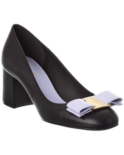 Ferragamo Vara Bow Leather Pump In Black