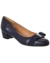 Ferragamo Vara Bow Leather Pump In Blue