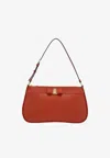 Ferragamo Vara Bow Leather Shoulder Bag In Rust