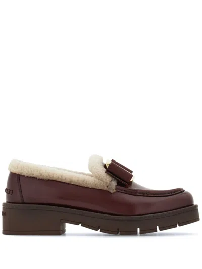 Ferragamo Vara Bow Lined Loafers In Cordovan A Campione Naturale