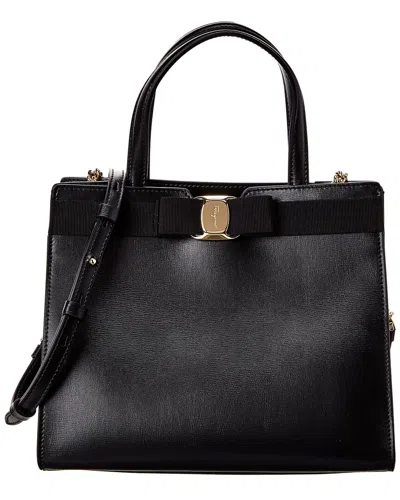 Ferragamo Bow-detailed Leather Tote In Black