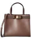 Ferragamo Vara Bow Medium Leather Tote In Brown