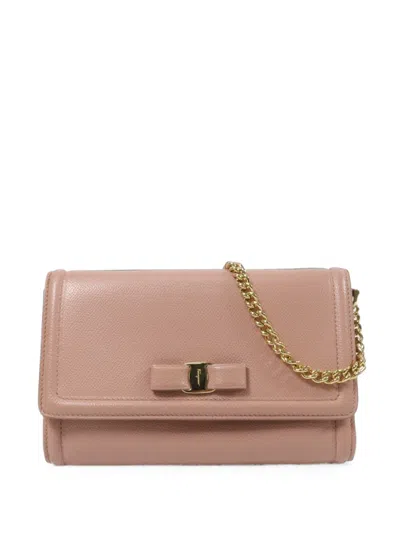 Pre-owned Ferragamo Vara Bow Messenger Bag In Pink